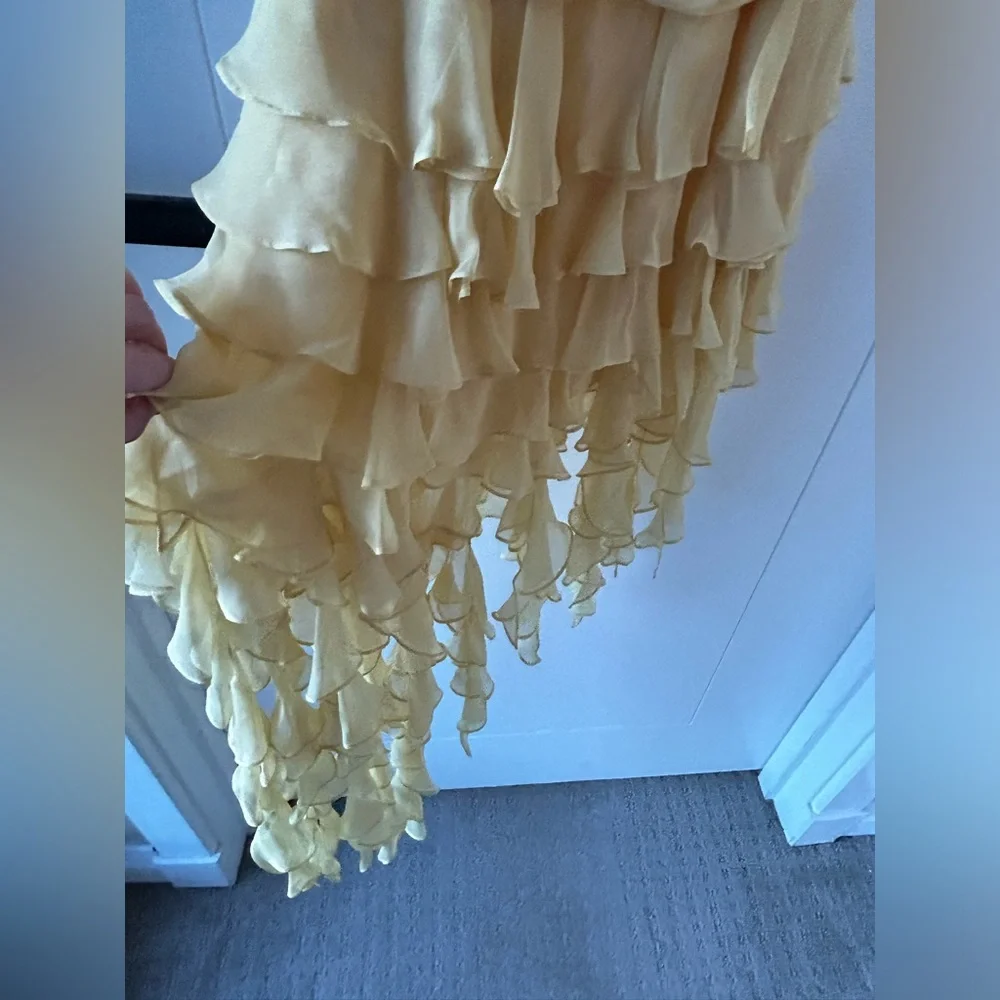 NWT BCBG Max Azria Halter Yellow Ruffled Dress - Picture 2 of 7